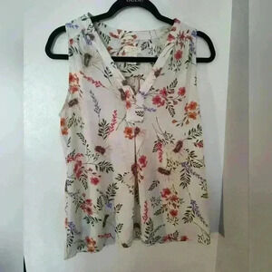 ST. TROPEZ WEST Lavender/pink Floral Print Sleeveless Blouse Top size s (64)